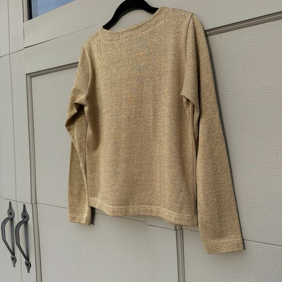 Bob Mackie Studios Vintage Sparkly Gold Metallic Long Sleeved Top Size Small - Picture 5 of 6